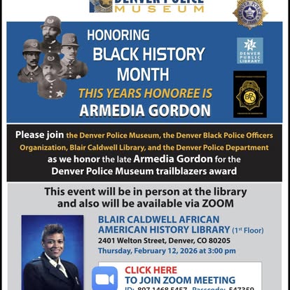 Flyer: Honoring Black History Month, this year's honoree is Armedia Gordon